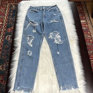 ASOS Distressed High Rise Mom Jeans